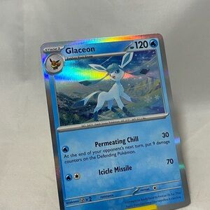 Glaceon Trading Card - Blue Holo Kids Toy